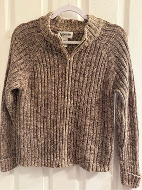 bagatelle Marled Brown Zip-Front Ribbed Sweater warm thick great for winner